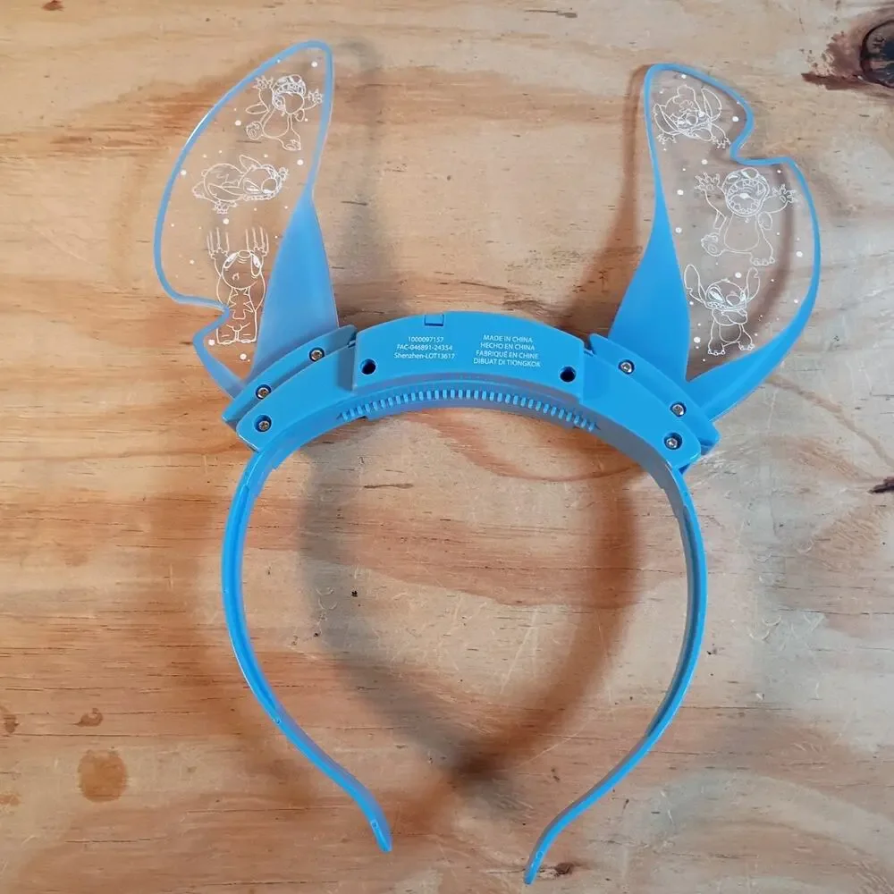 Lilo & Stitch Light Up Ears Headband Blue Clear Acrylic LED Glowing Disney